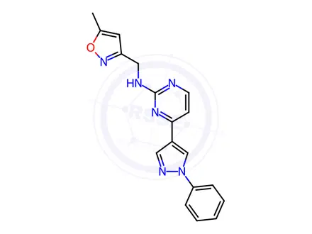 Chemical structure of N-((5-Methylisoxazol-3-yl)methyl)-4-(1-phenyl-1H-pyrazol-4-yl)pyrimidin-2-amine