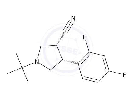 Chemical structure of (3R,4R)-1-(tert-butyl)-4-(2,4-difluorophenyl)pyrrolidine-3-carbonitrile
