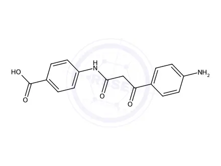 Chemical structure of 4-(3-(4-Aminophenyl)-3-oxopropanamido)benzoic acid