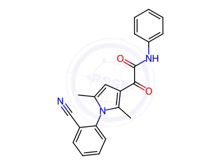 Chemical structure of 2-(1-(2-Cyanophenyl)-2,5-dimethyl-1H-pyrrol-3-yl)-2-oxo-N-phenylacetamide