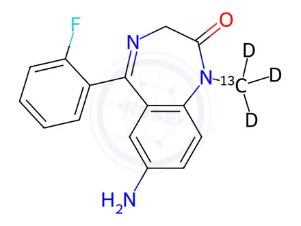 Chemical structure of 7-Aminoflunitrazepam-13Cd3