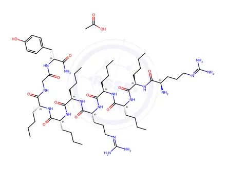 Chemical structure of D-Tyrosinamide, D-arginyl-D-norleucyl-D-norleucyl-D-norleucyl-D-arginyl-D-norleucyl-D-norleucyl-D-norleucylglycyl-
