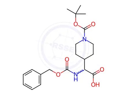 Chemical structure of 2-(((Benzyloxy)carbonyl)amino)-2-(1-(tert-butoxycarbonyl)piperidin-4-yl)acetic acid