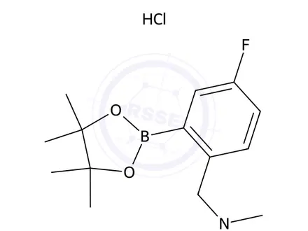 Chemical structure of 1-(4-Fluoro-2-(4,4,5,5-tetramethyl-1,3,2-dioxaborolan-2-yl)phenyl)-N,N-dimethylmethanamine hydrochloride