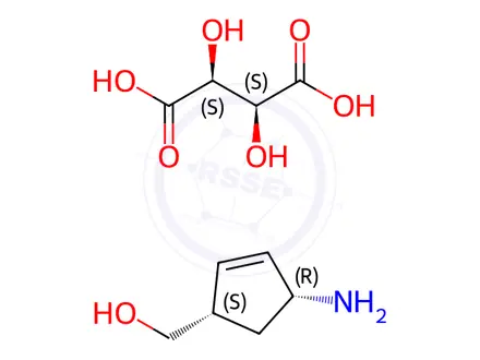 Chemical structure of 1S-cis)-4-Amino-2-cyclopentene-1-methanol D-hydrogen tatrate