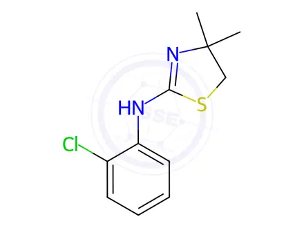 Chemical structure of N-(2-chlorophenyl)-4,4-dimethyl-4,5-dihydro-1,3-thiazol-2-amine