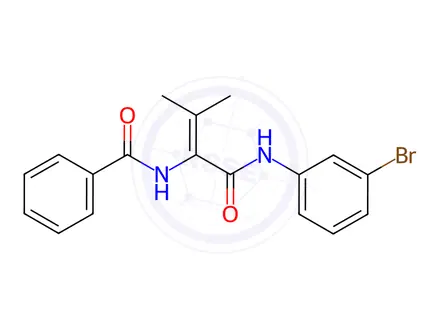 Chemical structure of Benzamide, N-[1-[[(3-bromophenyl)amino]carbonyl]-2-methyl-1-propenyl]-(9CI)