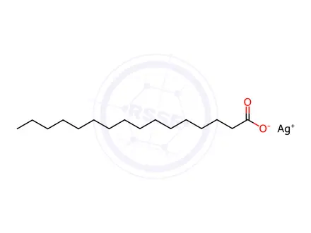 Chemical structure of silver(1+) palmitate