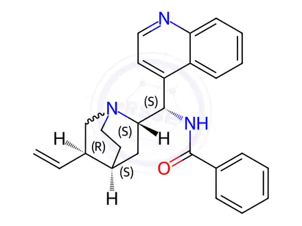 Chemical structure of N-((1S)-quinolin-4-yl((2S,4S,5R)-5-vinylquinuclidin-2-yl)methyl)benzamide