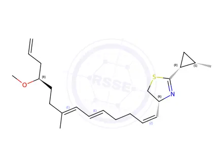 Chemical structure of 4,5-Dihydro-4-(11-methoxy-8-methyl-1,5,7,13-tetradecatetraenyl)-2-(2-m ethylcyclopropyl)thiazole (1R-(1alpha(R*(1Z,5E,7E,11R*)),2alpha))-