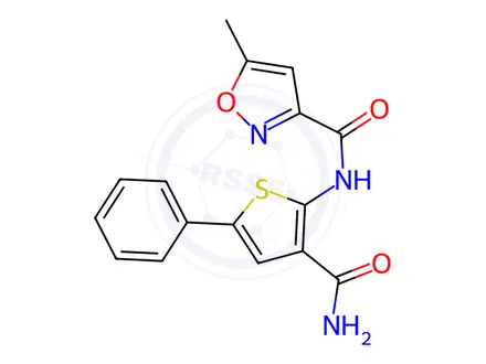 Chemical structure of N-(3-Carbamoyl-5-phenylthiophen-2-yl)-5-methylisoxazole-3-carboxamide