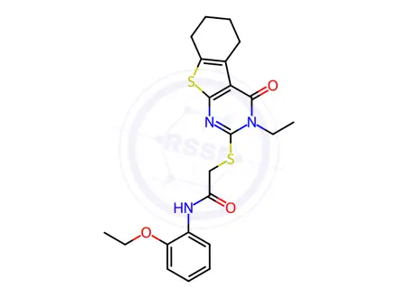 Chemical structure of N-(2-Ethoxyphenyl)-2-((3-ethyl-4-oxo-3,4,5,6,7,8-hexahydrobenzo[4,5]thieno[2,3-d]pyrimidin-2-yl)thio)acetamide