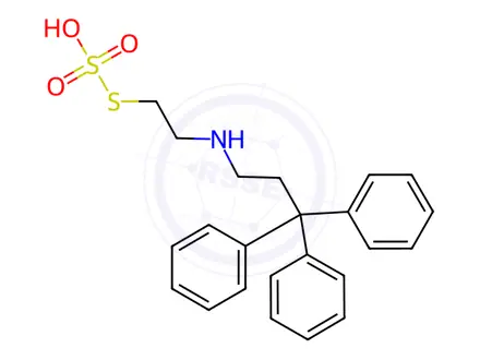 Chemical structure of Thiosulfuric acid hydrogen S-[2-[(3,3,3-triphenylpropyl)amino]ethyl] ester