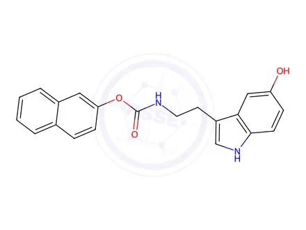 Chemical structure of 2-naphthalenyl [2-(5-hydroxy-1H-indol-3-yl)ethyl]carbamate