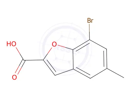 Chemical structure of 7-Bromo-5-methyl-1-benzofuran-2-carboxylic Acid