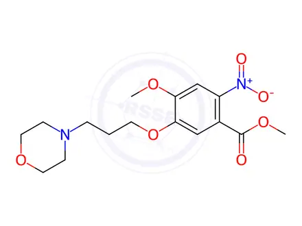 Chemical structure of 4-methoxy-5-(3-morpholin-4-yl)propoxy)-2-nitro-benzoic acid methyl ester