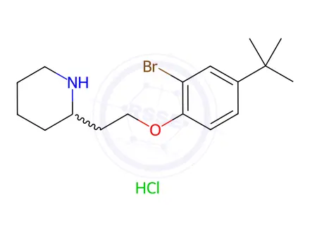Chemical structure of 2-{2-[2-Bromo-4-(tert-butyl)phenoxy]-ethyl}piperidine hydrochloride