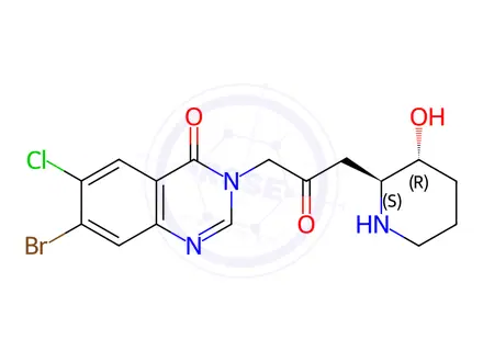 Chemical structure of (-)-Halofuginone (7695-84-3)