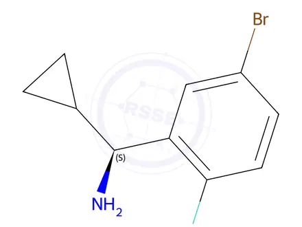 Chemical structure of (S)-(5-bromo-2-fluorophenyl)(cyclopropyl)methanamine