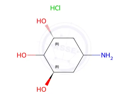 Chemical structure of (1R,2R,3R,5R)-5-aminocyclohexane-1,2,3-triol hydrochloride