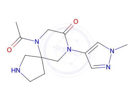 Chemical structure of 6-Acetyl-9-(1-methyl-1H-pyrazol-4-yl)-2,6,9-triazaspiro[4.5]decan-8-one