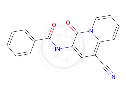 Chemical structure of N-(1-Cyano-4-oxo-4H-quinolizin-3-yl)-benzenecarboxamide