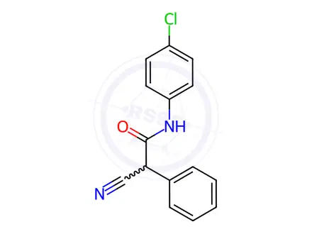 Chemical structure of N-(4-chlorophenyl)-2-cyano-2-phenylacetamide