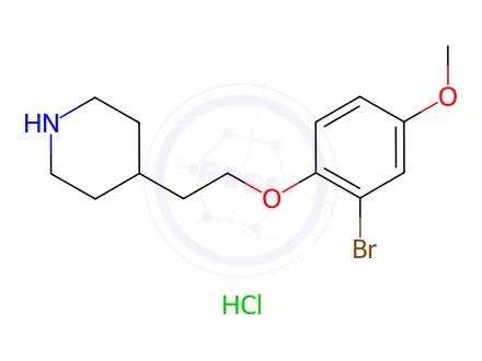 Chemical structure of 4-[2-(2-Bromo-4-methoxyphenoxy)ethyl]piperidine hydrochloride