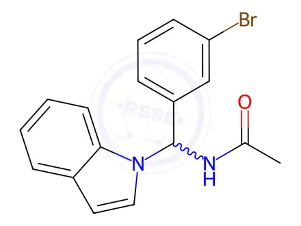 Chemical structure of N-((3-Bromophenyl)(1H-indol-1-yl)methyl)acetamide