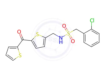Chemical structure of 1-(2-Chlorophenyl)-N-((5-(thiophene-2-carbonyl)thiophen-2-yl)methyl)methanesulfonamide