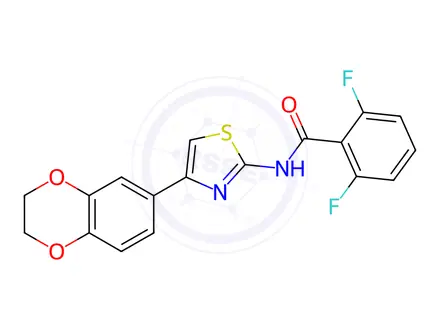 Chemical structure of N-(4-(2,3-Dihydrobenzo[b][1,4]dioxin-6-yl)thiazol-2-yl)-2,6-difluorobenzamide