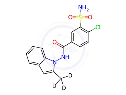 Chemical structure of Dehydro Indapamide-d3