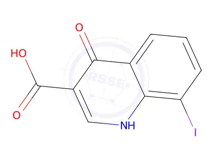 Chemical structure of 8-iodo-4-oxo-1,4-dihydroquinoline-3-carboxylic acid