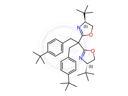 Chemical structure of Oxazole, 2,2'-[2-[4-(1,1-dimethylethyl)phenyl]-1-[[4-(1,1-dimethylethyl)phenyl]methyl]ethylidene]bis[4-(1,1-dimethylethyl)-4,5-dihydro-, (4S,4'S)-