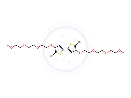 Chemical structure of 5,5'-Dibromo-4,4'-bis(2-(2-(2-methoxyethoxy)ethoxy)ethoxy)-2,2'-bithiophene