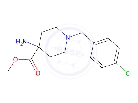 Chemical structure of Methyl 4-amino-1-(4-chlorobenzyl)piperidine-4-carboxylate DiHCl