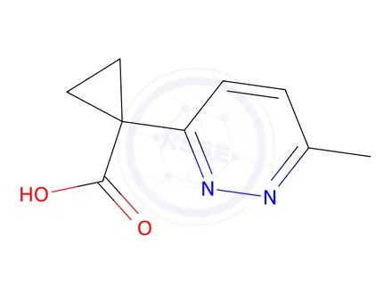 Chemical structure of 1-(6-methylpyridazin-3-yl)cyclopropane-1-carboxylic acid