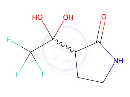 Chemical structure of 3-(2,2,2-Trifluoro-1,1-dihydroxyethyl)pyrrolidin-2-one
