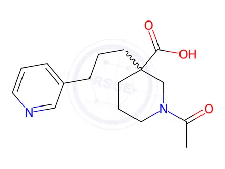 Chemical structure of 1-Acetyl-3-(3-pyridin-3-ylpropyl)piperidine-3-carboxylic acid