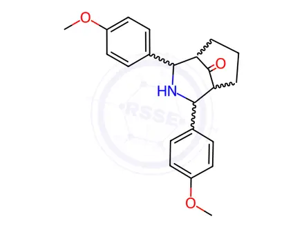 Chemical structure of 6,8-bis(4-methoxyphenyl)-7-azabicyclo[3.3.1]nonan-9-one