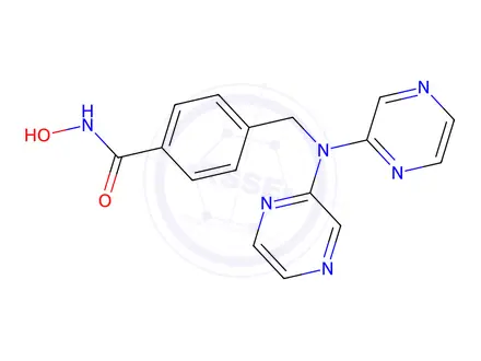 Chemical structure of Benzamide, 4-[(di-2-pyrazinylamino)methyl]-N-hydroxy-
