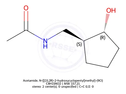 Chemical structure of Acetamide, N-[[(1S,2R)-2-hydroxycyclopentyl]methyl]-(9CI)