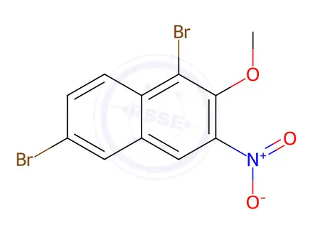 Chemical structure of Naphthalene, 1,6-dibromo-2-methoxy-3-nitro-