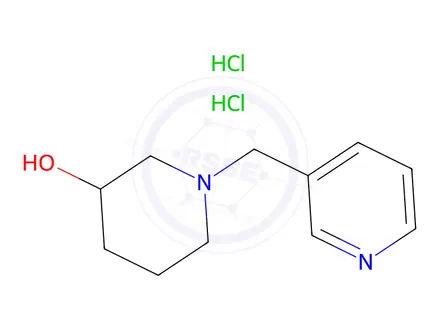 Chemical structure of 1-Pyridin-3-ylMethyl-piperidin-3-ol dihydrochloride, 98+% C11H18Cl2N2O, MW: 265.18