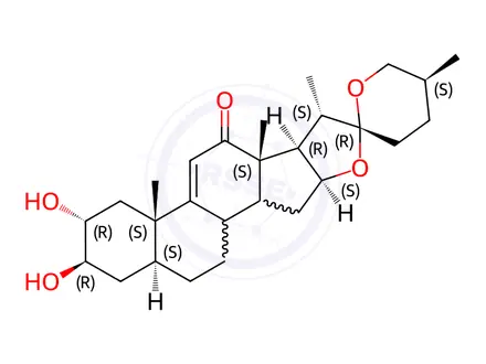 Chemical structure of (25R)-2α,3β-Dihydroxy-5α-spirost-9(11)-en-12-one