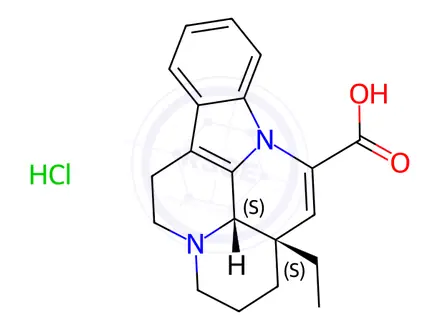 Chemical structure of Apovincaminic Acid Hydrochloride Salt