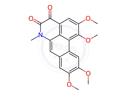 Chemical structure of 6-Methyl-1,2,9,10-tetramethoxy-4H-dibenzo[de,g]quinoline-4,5(6H)-dione