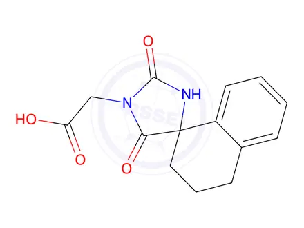 Chemical structure of 2-{2,5-Dioxo-3',4'-dihydro-2'H-spiro[imidazolidine-4,1'-naphthalene]-1-yl}acetic Acid