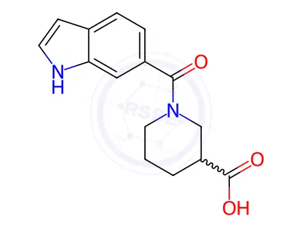 Chemical structure of 1-(1H-indole-6-carbonyl)piperidine-3-carboxylic acid
