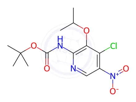 Chemical structure of Carbamic acid, N-[4-chloro-3-(1-methylethoxy)-5-nitro-2-pyridinyl]-, 1,1-dimethylethyl ester